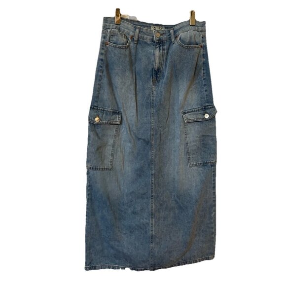 Rewash Denim Maxi Skirt Womens 11/30 Cargo Y2K Long 2000s Style Stretch Cotton - Picture 1 of 9